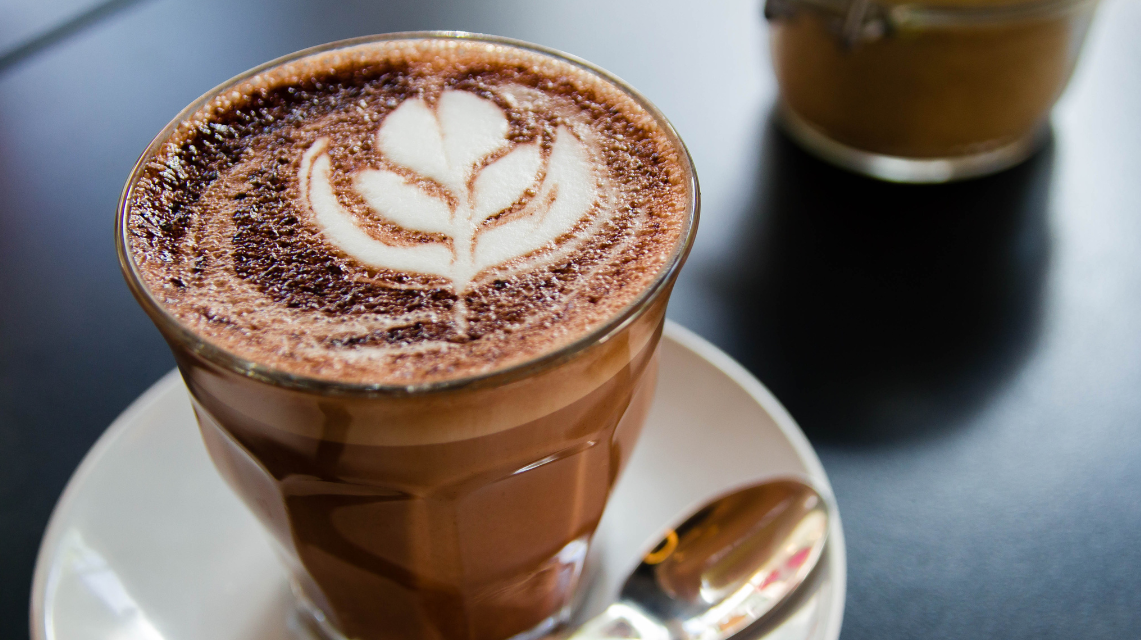 Rich dark hot chocolate from Earth Food