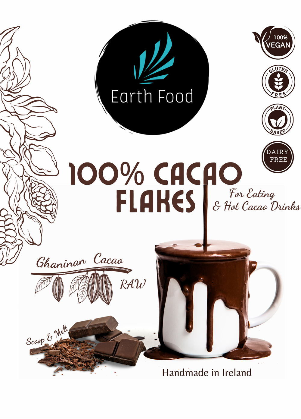 Ecuadorian Raw 100% Cacao Flakes (200g)
